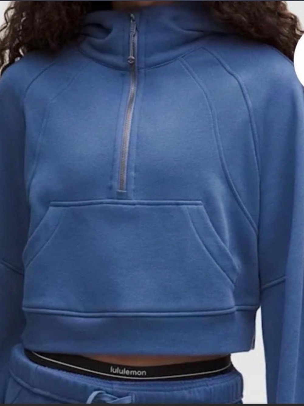 lululemon Blue Half-Zip Cropped Sweatshirt